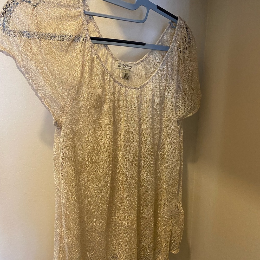 Sheer/mesh tan/beige lucky brand shirt